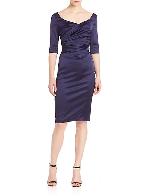 Talbot Runhof - Ruched Satin Dress