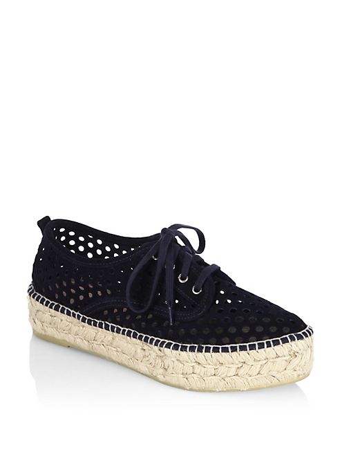 Loeffler Randall - Alfie Perforated Suede Platform Espadrille Sneakers