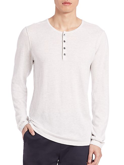 Vince - Sporty Jaspe Mix Stitch Henley Tee