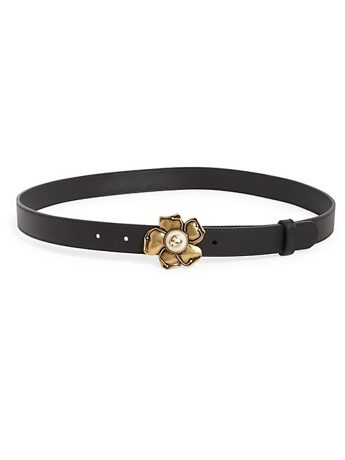 Gucci - Smooth Flower Buckle Belt