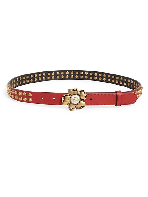 Gucci - Studded Flower Buckle Belt