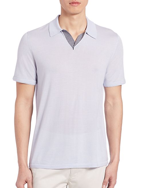 Vince - Wool & Silk Blend Jersey Polo T-Shirt