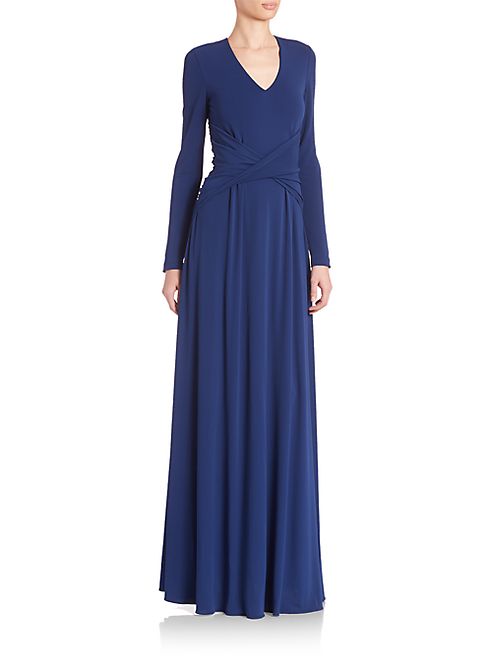 St. John - Draped Long Sleeve Dress