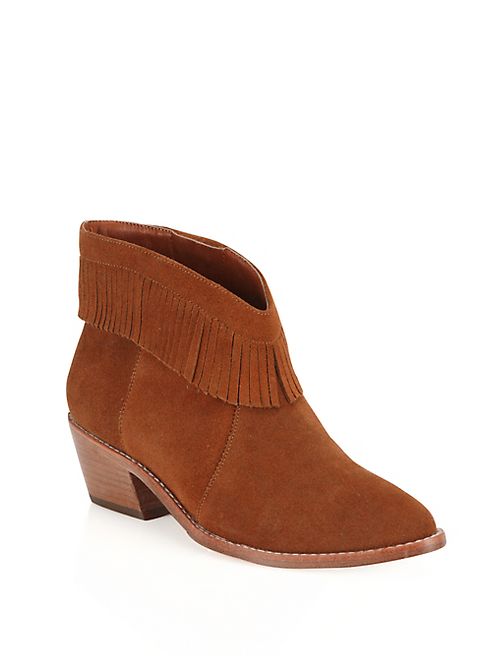 Joie - Makena Fringed Suede Block Heel Booties