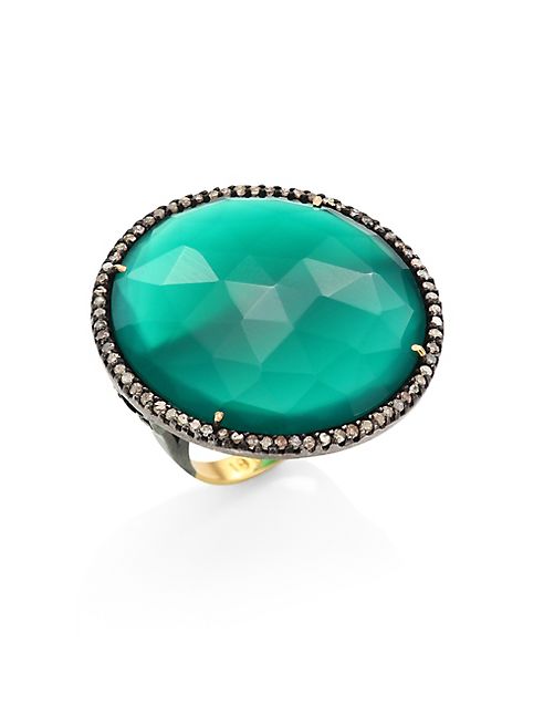 Nina Gilin - Diamond, Green Onyx & 18K Yellow Gold Cocktail Ring