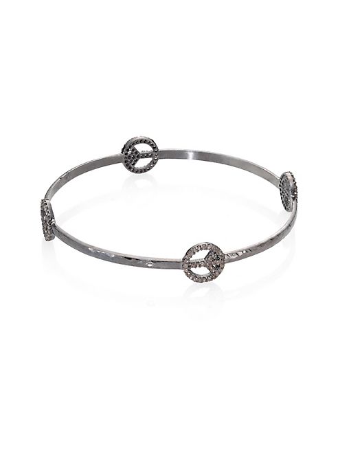 Nina Gilin - Diamond Peace Sign Bangle Bracelet