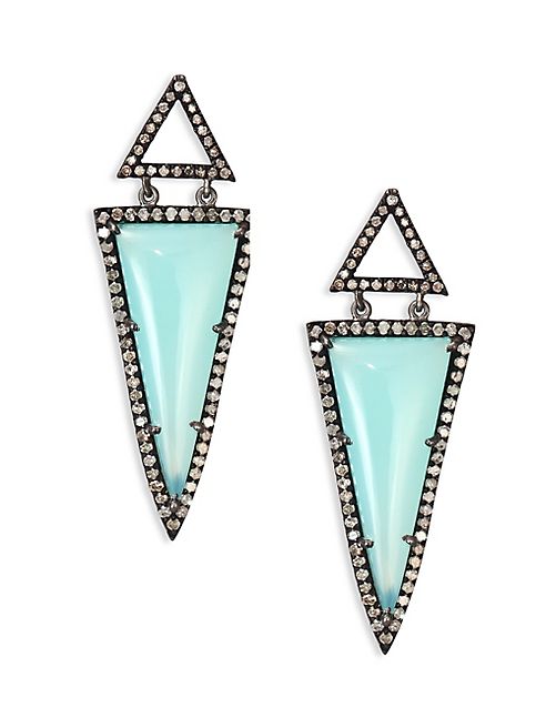 Nina Gilin - Diamond & Chalcedony Drop Earrings