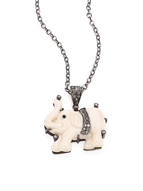 Nina Gilin - Diamond & Bone Elephant Pendant Necklace