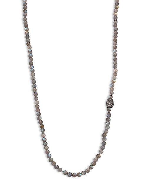 Nina Gilin - Long Labradorite & Diamond Beaded Necklace