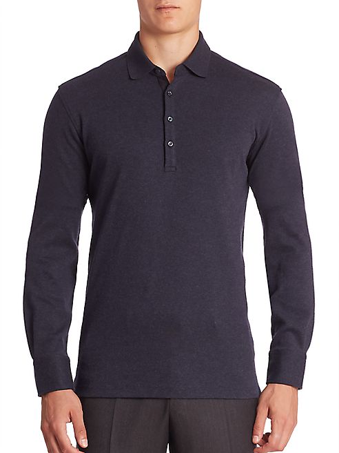 Ermenegildo Zegna - Long Sleeve Cotton Polo