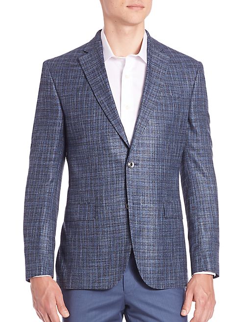 Saks Fifth Avenue Collection - Samuelsohn Classic-Fit Check-Print Wool, Silk & Linen Sportcoat