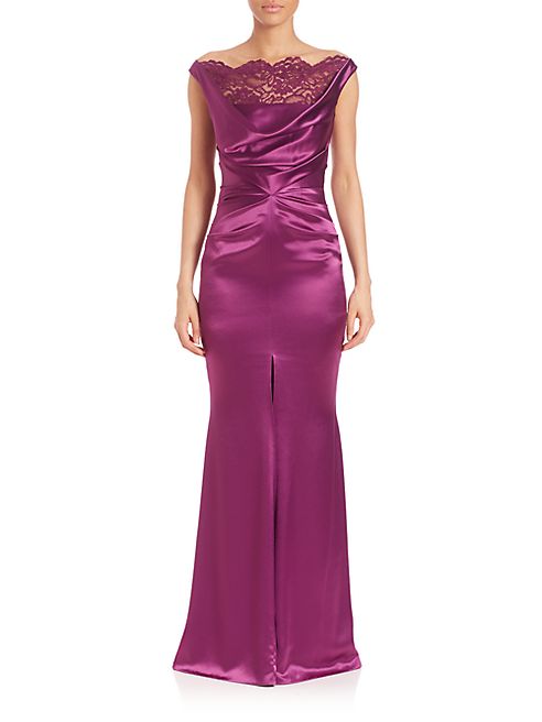 Talbot Runhof - Ruched Satin Dress