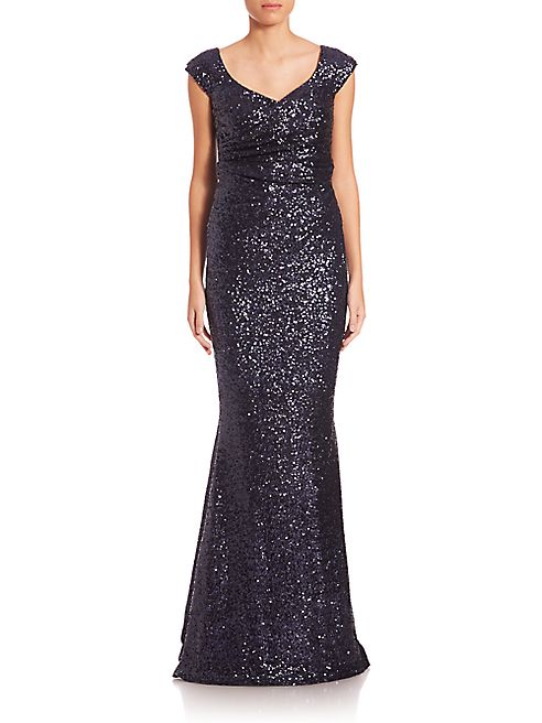 Talbot Runhof - Sequin V-Neck Gown