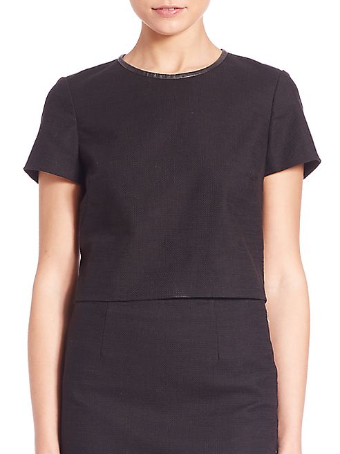 Polo Ralph Lauren - Leather-Trim Tweed Crop Top