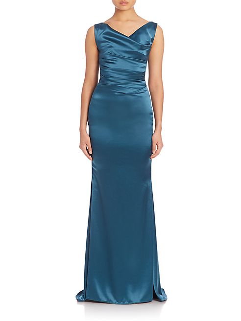 Talbot Runhof - Ruched Satin Gown