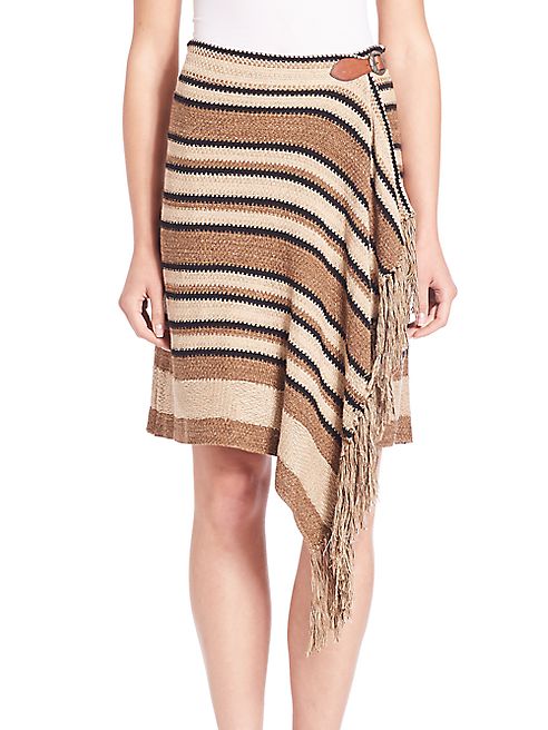 Polo Ralph Lauren - Fringe-Trim Knit Wrap Skirt