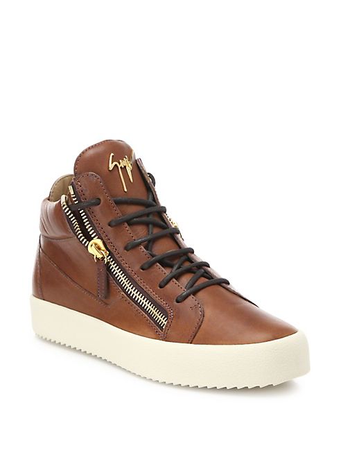 Giuseppe Zanotti - Mid-Top Leather Sneakers