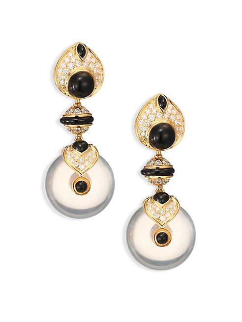 Marina B - Pneu Diamond, Black Jade & 18K Yellow Gold Drop Earrings