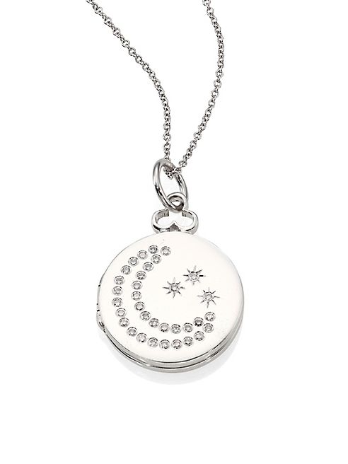 Devon Woodhill - 18K White Gold & Diamond Moon & Stars Locket