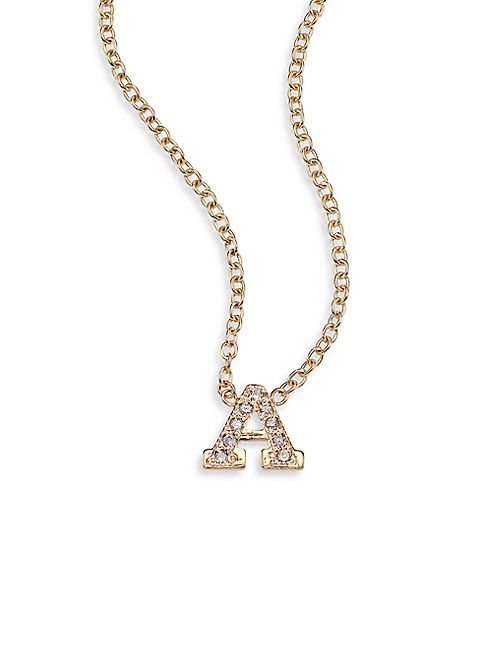 Zoe Chicco - Pavé Diamond & 14K Yellow Gold Initial Pendant Necklace