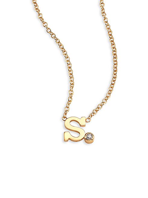 Zoe Chicco - Diamond & 14K Yellow Gold Initial Pendant Necklace