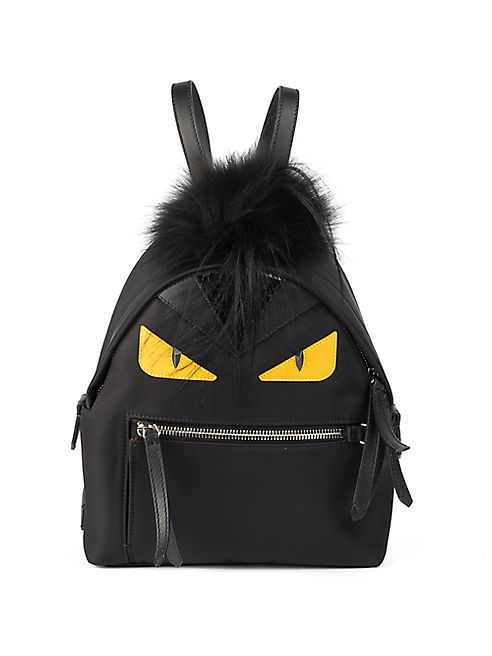 Fendi - Monster Nylon, Leather & Fur Backpack