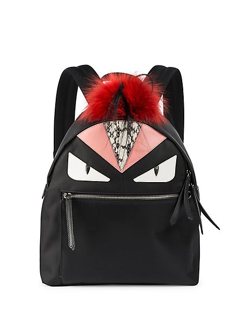 Fendi - Monster Nylon, Leather & Fur Backpack