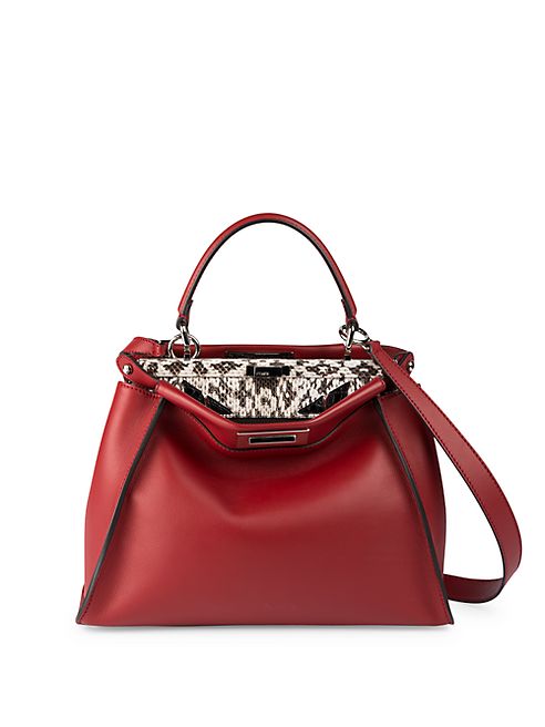 Fendi - Peekaboo Medium Leather & Snakeskin Satchel