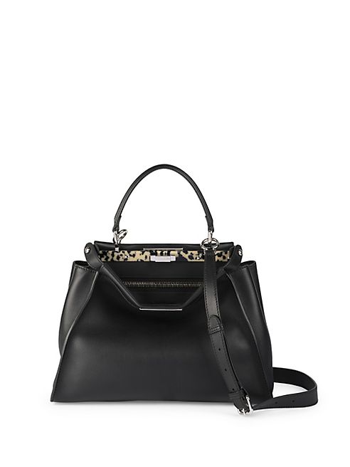 Fendi - Peekaboo Tile-Accented Leather Satchel