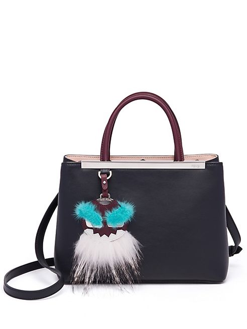 Fendi - 2Jours Petite Mink & Fox Fur-Detail Leather Shopper