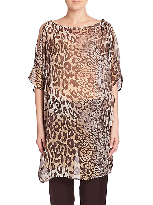 Josie Natori - Shadow Leopard Silk Tunic