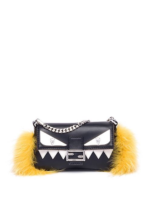 Fendi - Monster Leather, Fox Fur & Mink Fur Micro Baguette