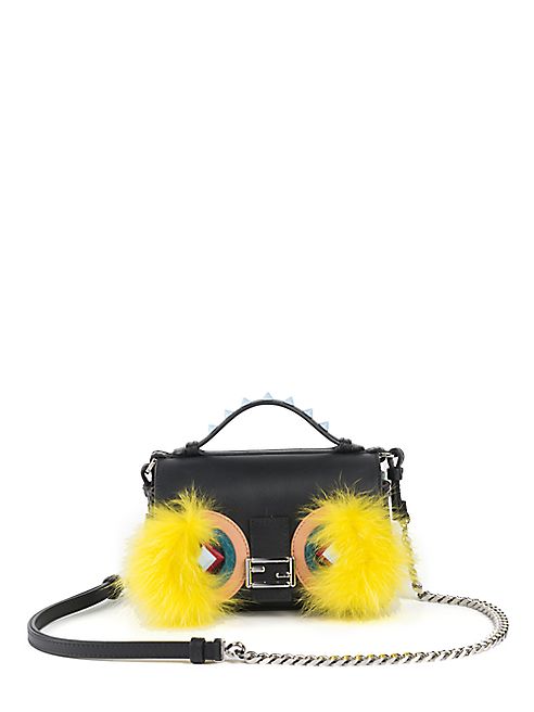 Fendi - Micro Studded Leather, Snakeskin & Fox Fur Buggie Baguette