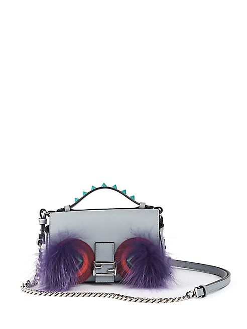 Fendi - Micro Studded Leather, Snakeskin & Fox Fur Buggie Baguette