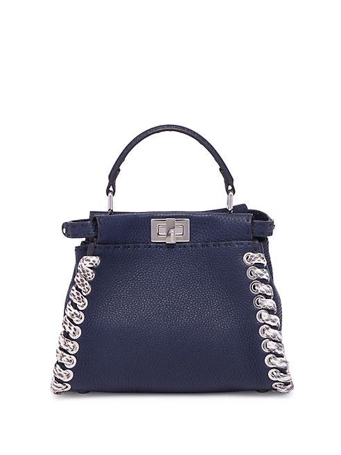 Fendi - Peekaboo Mini Lace-Up Leather & Snakeskin Satchel