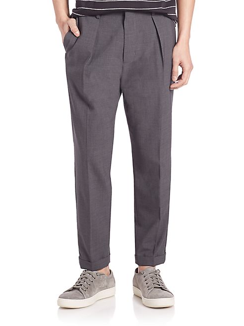 Vince - Worsted Wool Long-Rise Cuffed Trousers