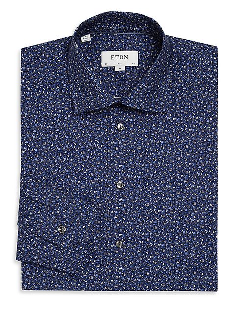 Eton - Slim-Fit Flower Print Dress Shirt