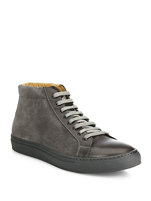 Saks Fifth Avenue Collection - Mix Media Leather High-Top Sneakers