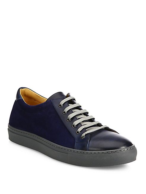 Saks Fifth Avenue Collection - Mix Media Leather Low-Top Sneakers