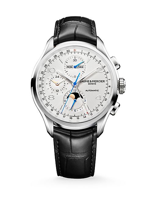 Baume & Mercier - Clifton 10278 Chronograph & Complete Calendar Steel & Alligator Strap Watch