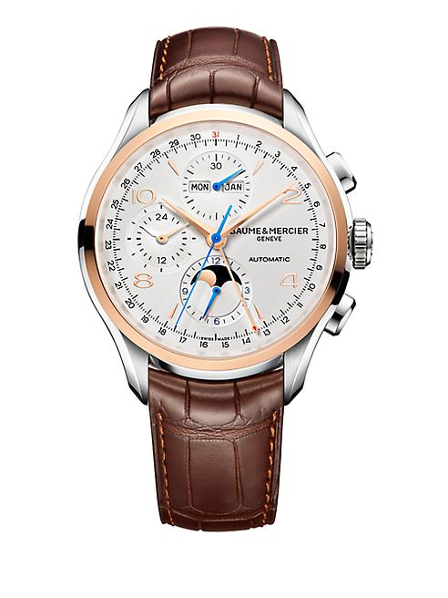 Baume & Mercier - Clifton 10280 Chronograph and Complete Calendar Two-Tone and Alligator Strap Watch