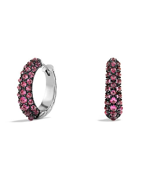 David Yurman - Osetra Hoop Earrings with Rhodalite Garnet & 18K Gold