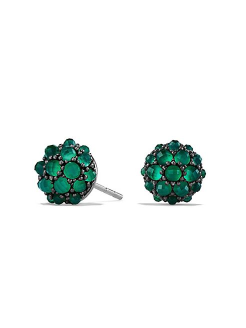 David Yurman - Osetra Stud Earrings with Cabochon Green Onyx