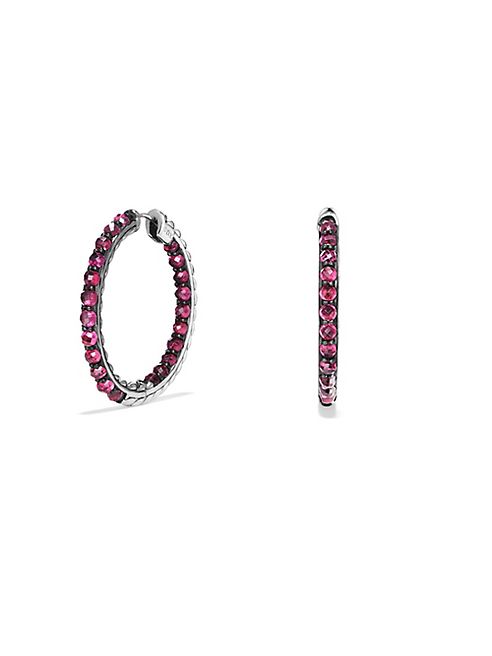 David Yurman - Osetra Hoop Earrings with Pink Sapphire