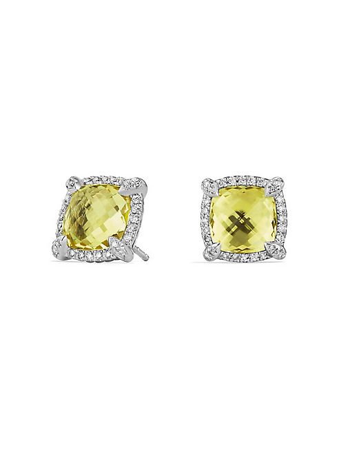 David Yurman - Châtelaine Pave Bezel Stud Earring with Lemon Citrine and Diamonds