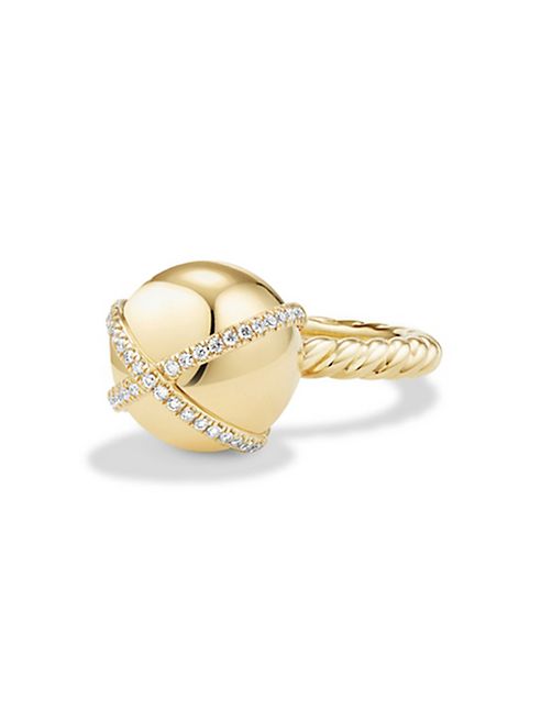 David Yurman - Solari Ring with Pave Diamonds in 18K Yellow Gold