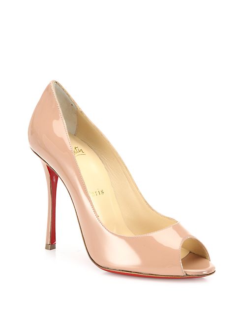 Christian Louboutin - Yootish 100 Patent Leather Peep Toe Pumps