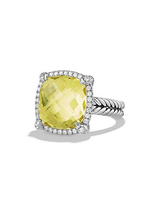 David Yurman - Châtelaine Pave Bezel Ring with Lemon Citrine and Diamonds