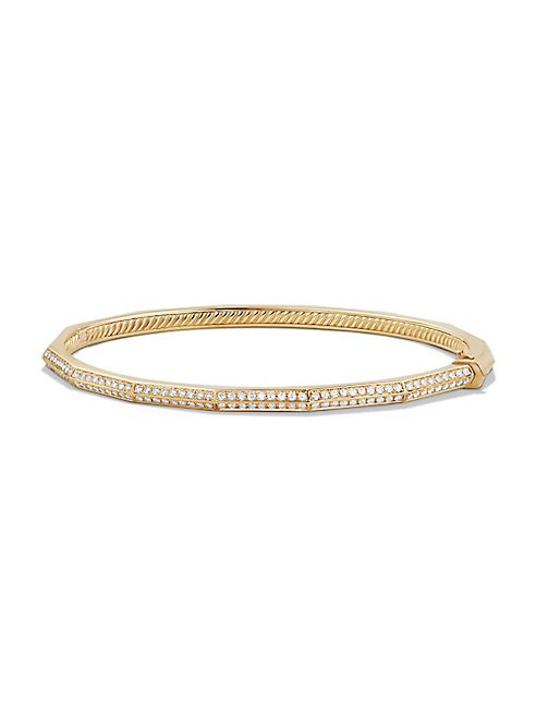 David Yurman - Stax Single Row Faceted Bracelet with Diamonds in 18K Gold