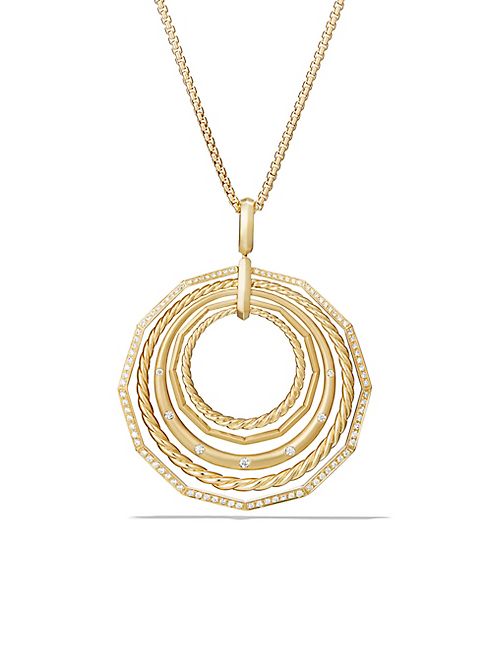 David Yurman - Stax Pendant Necklace with Diamonds in 18K Yellow Gold